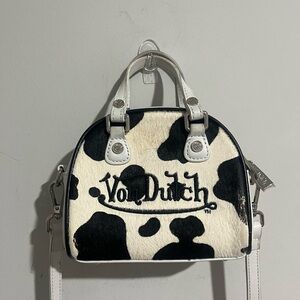 Von Dutch Authentic Small Bowling Bag Design Cow Print With Strap